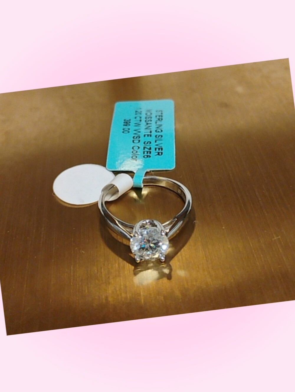 New 925 Sterling Silver Clear Solitaire Moissanite Ring Sz.6